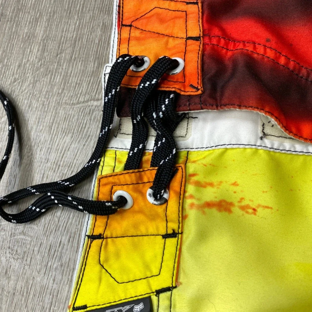 Fox Racing Board Shorts Mens 31‎ Yellow Orange Rockstar Energy Swim Trunks Surf